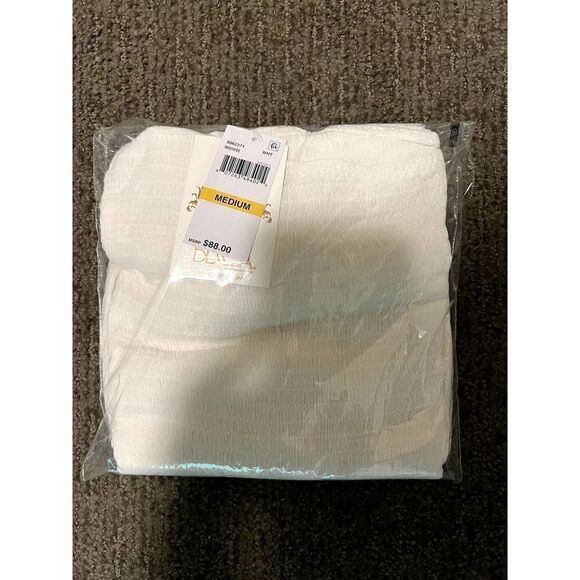 BECCA White One Shoulder Ponza Smocked Gauze Swim Cover-up Midi Dress Sz Medium - Picture 3 of 4